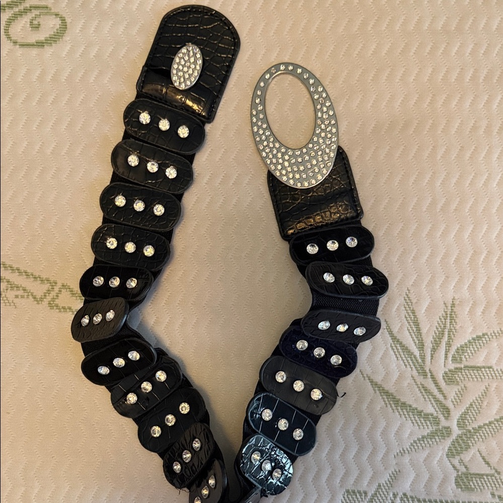 Elegant Black Stretchy Rhinestone Belt